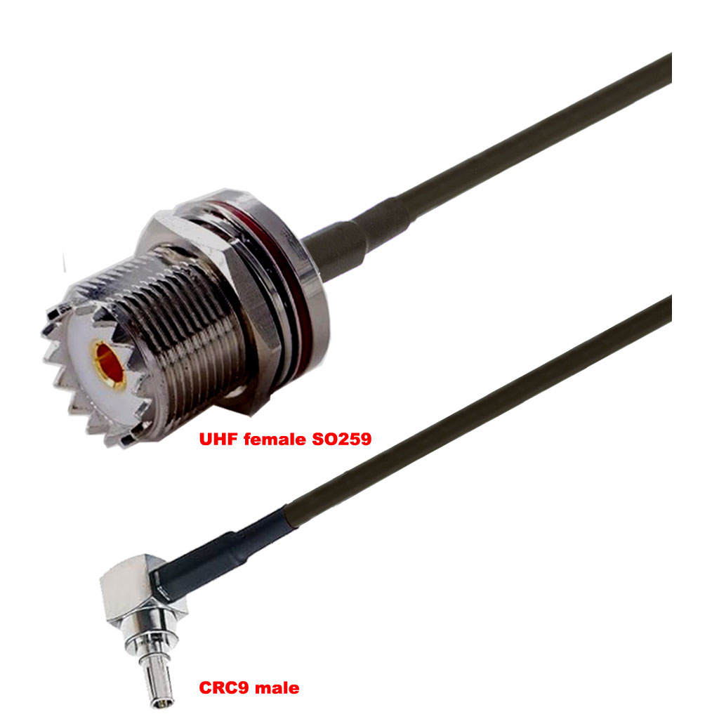 Cablu coaxial, RG174, 3m, CRC9 male UHF female (SO259)