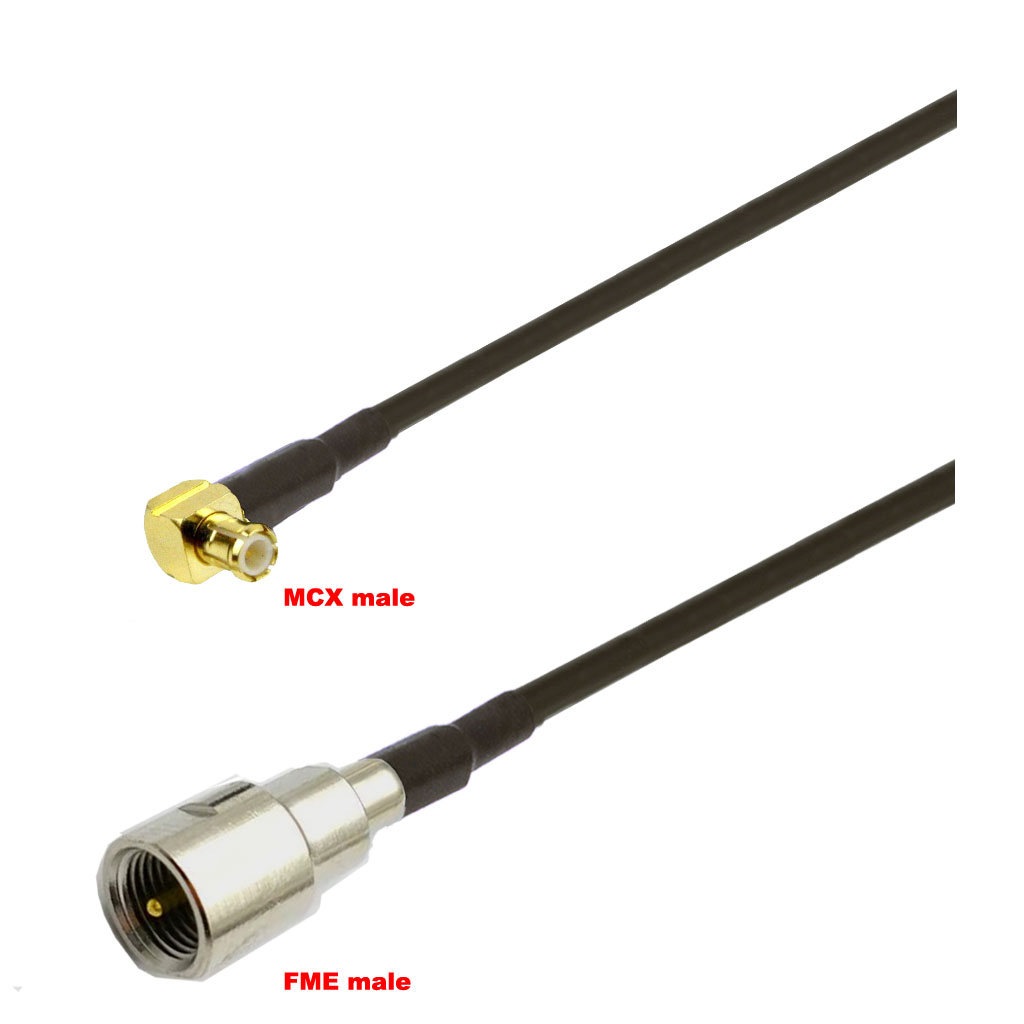 Cablu coaxial, RG174, 3m, MCX male FME male