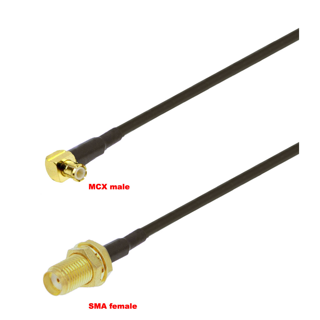 Cablu coaxial, RG174, 3m, MCX male SMA female