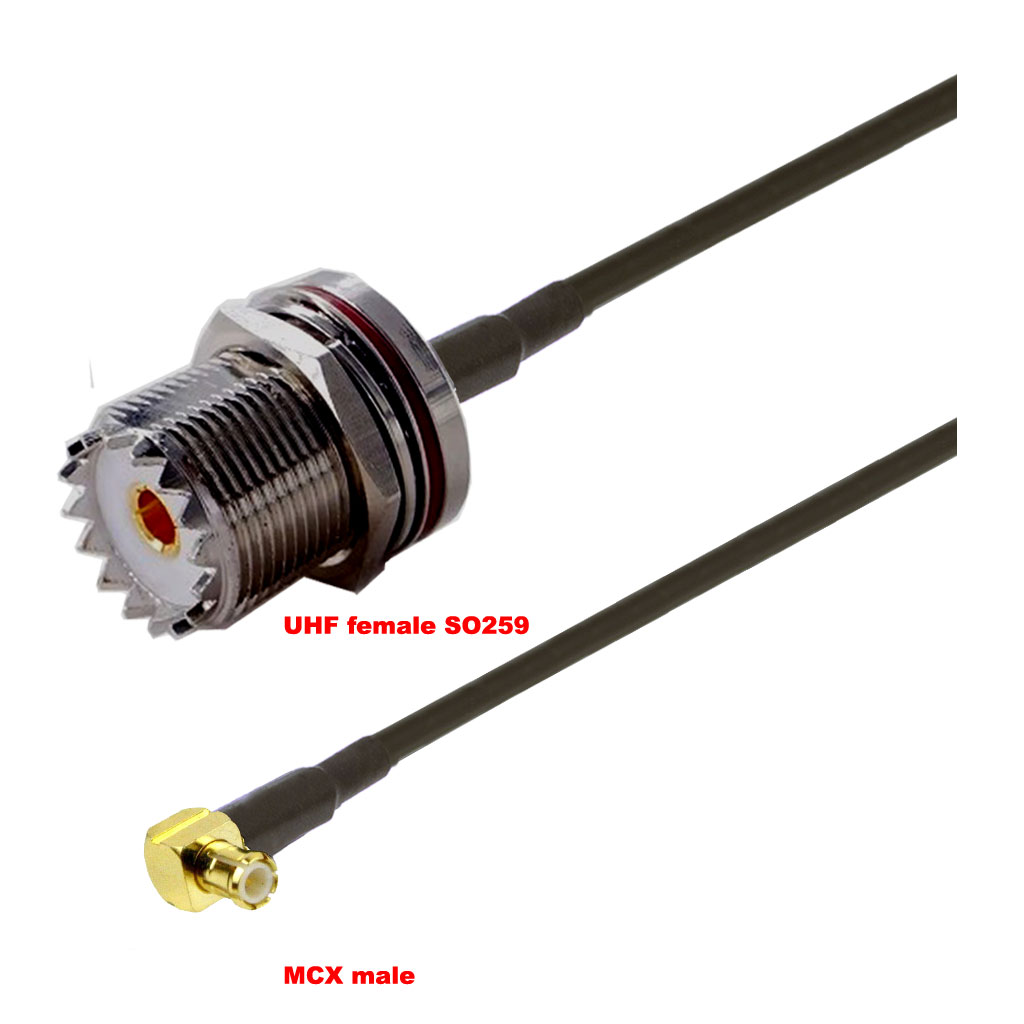 Cablu coaxial, RG174, 3m, MCX male UHF female (SO259)