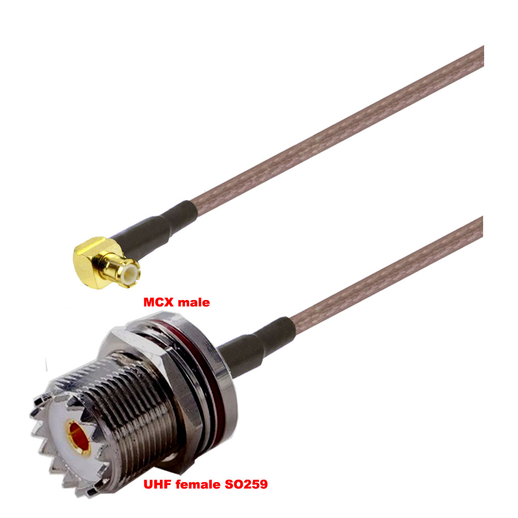 Cablu coaxial, RG316, 3m, MCX male UHF female (SO259)