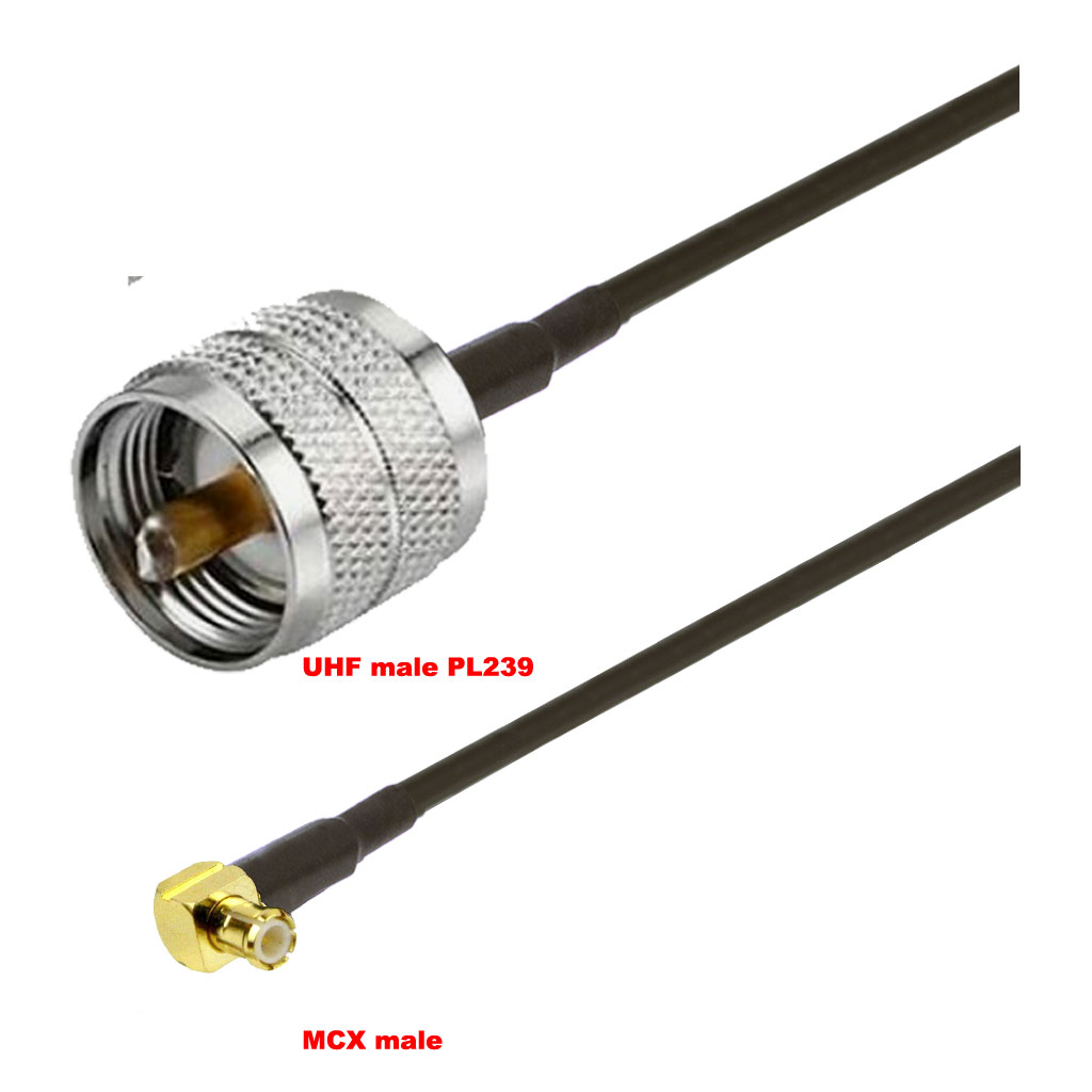 Cablu coaxial, RG174, 3m, MCX male UHF male (PL239)