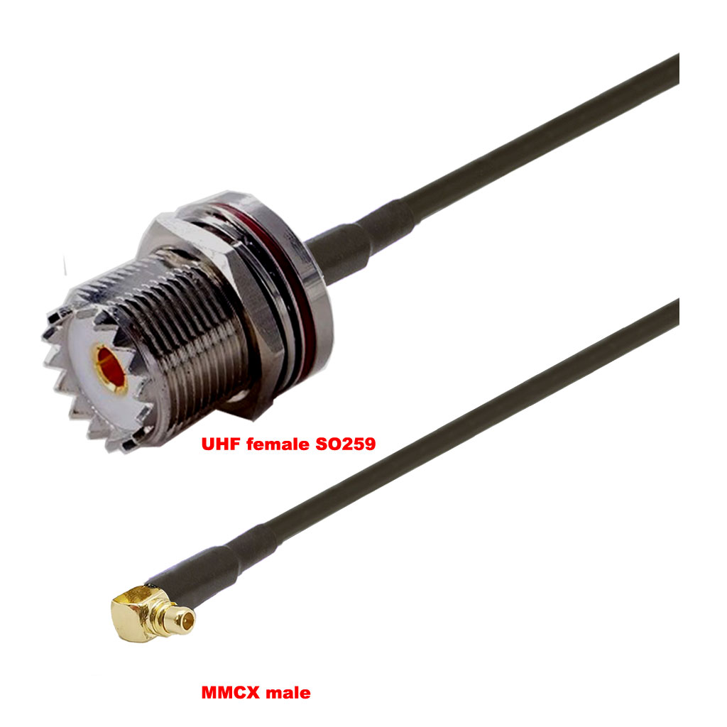 Cablu coaxial, RG174, 3m, MMCX male UHF female (SO259)