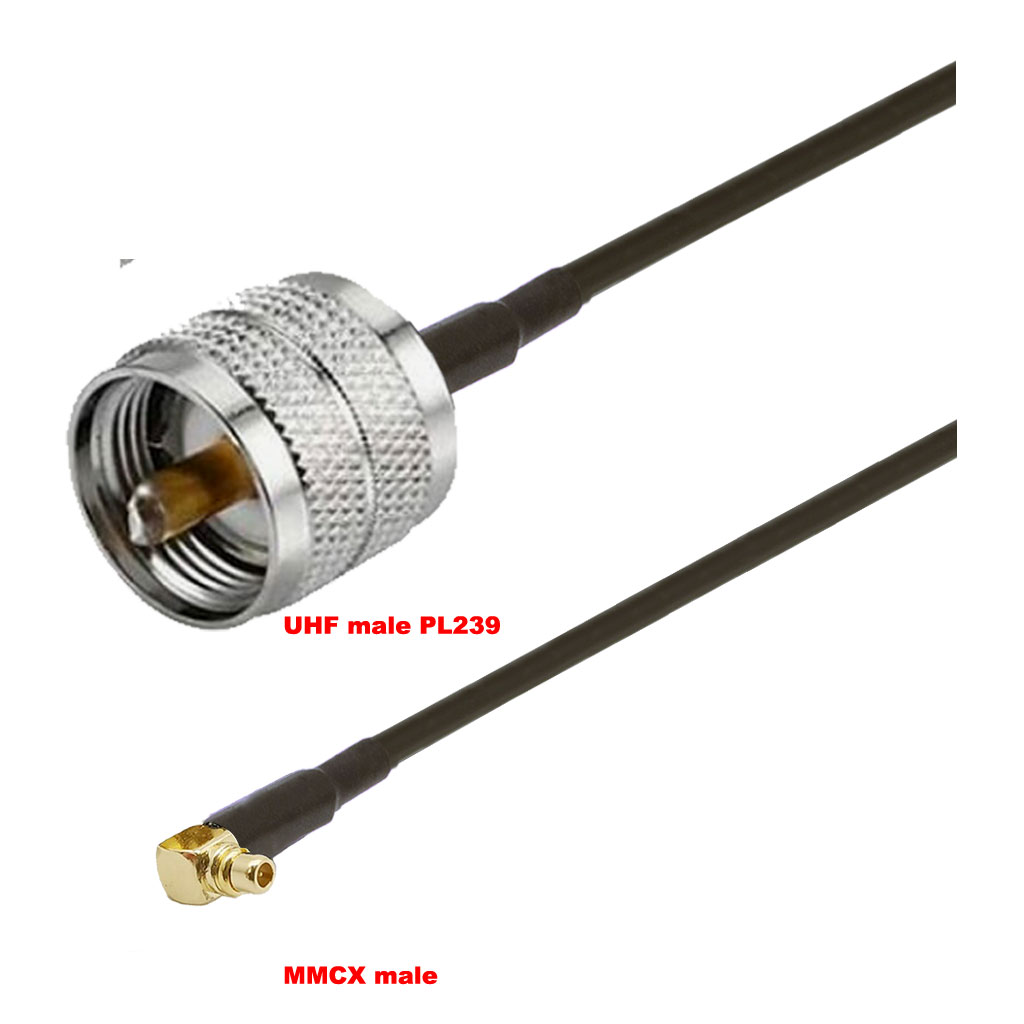 Cablu coaxial, RG174, 3m, MMCX male UHF male (PL239)