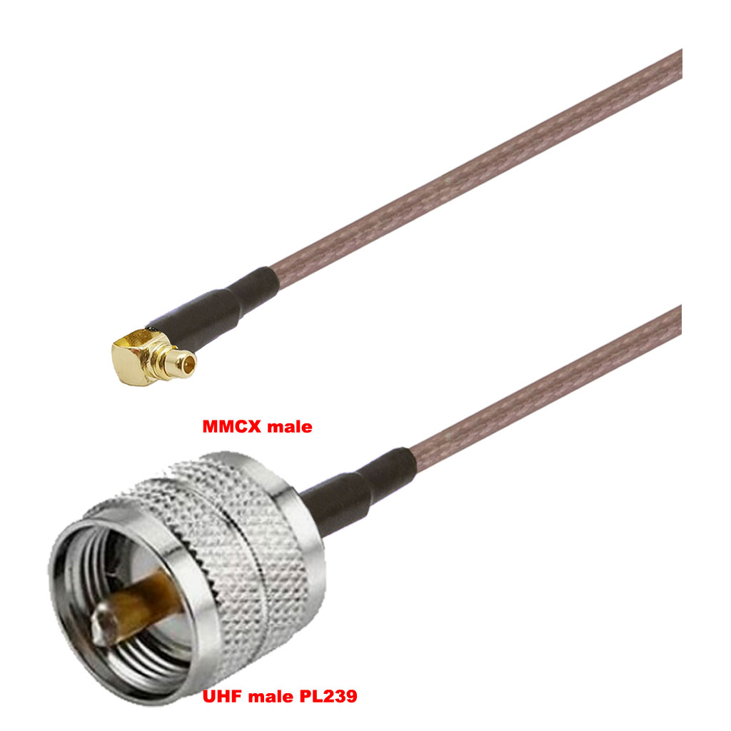 Cablu coaxial, RG316, 3m, MMCX male UHF male (PL239)