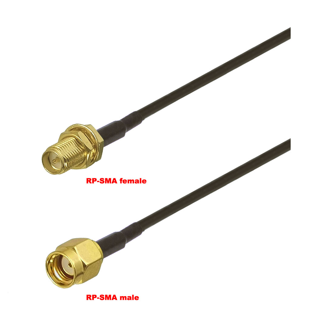 Cablu coaxial, RG174, 10m, RPSMA male RPSMA female