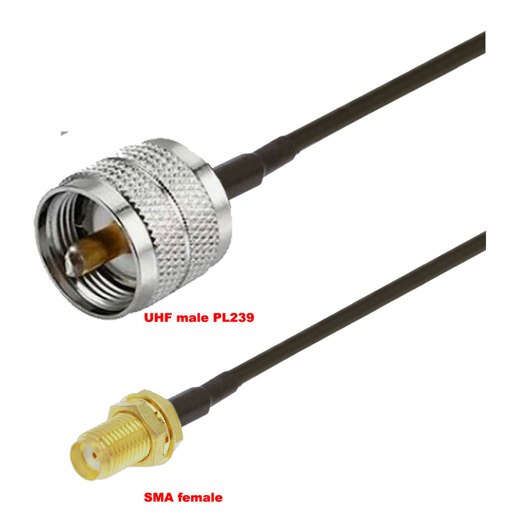 Cablu coaxial, RG174, 3m, SMA female UHF male (PL239)