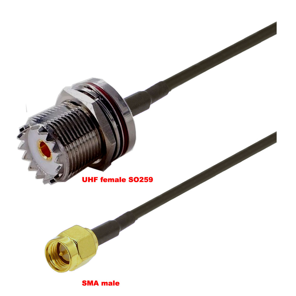 Cablu coaxial, RG174, 3m, SMA male UHF female (SO259)