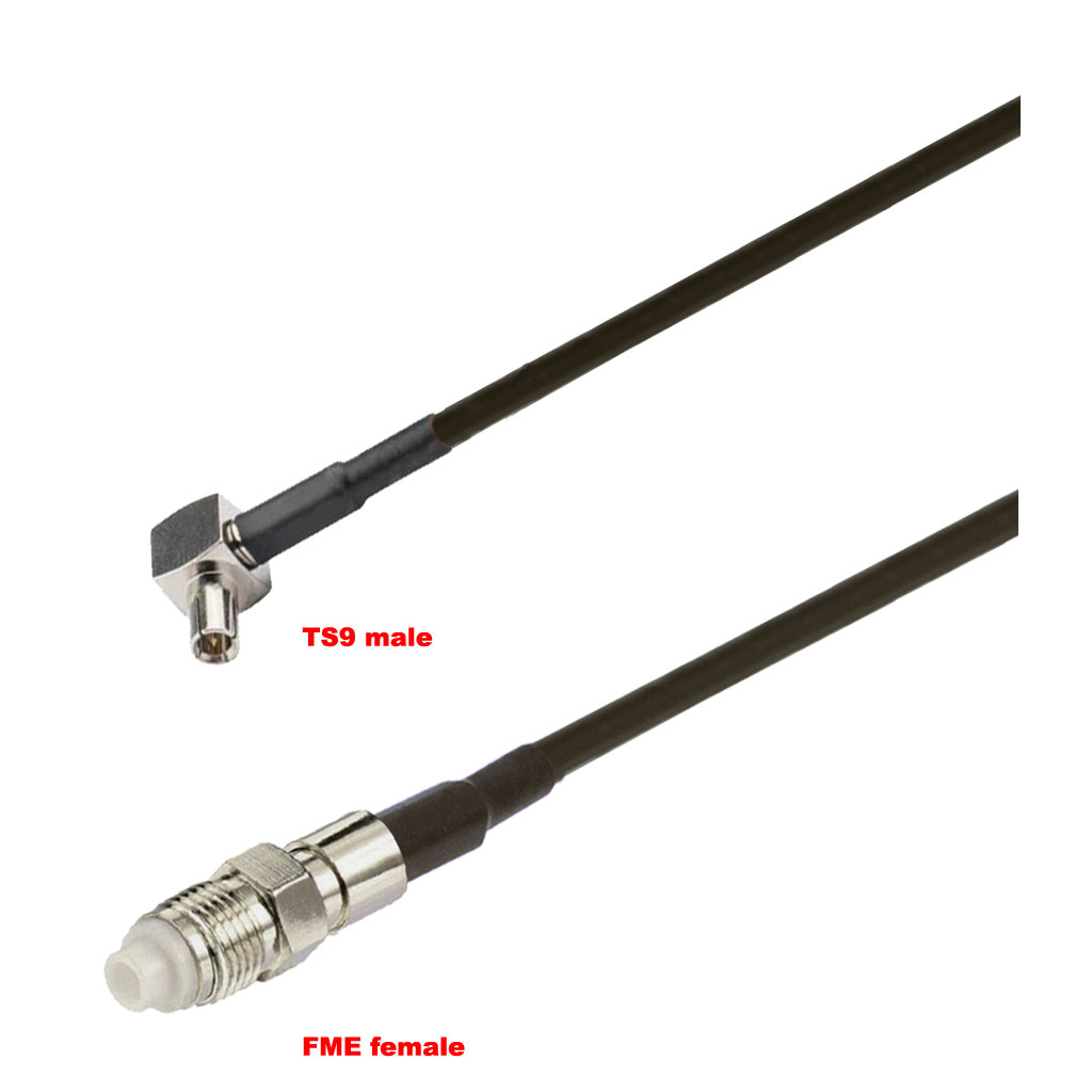 Cablu coaxial, RG174, 3m, TS9 male FME female