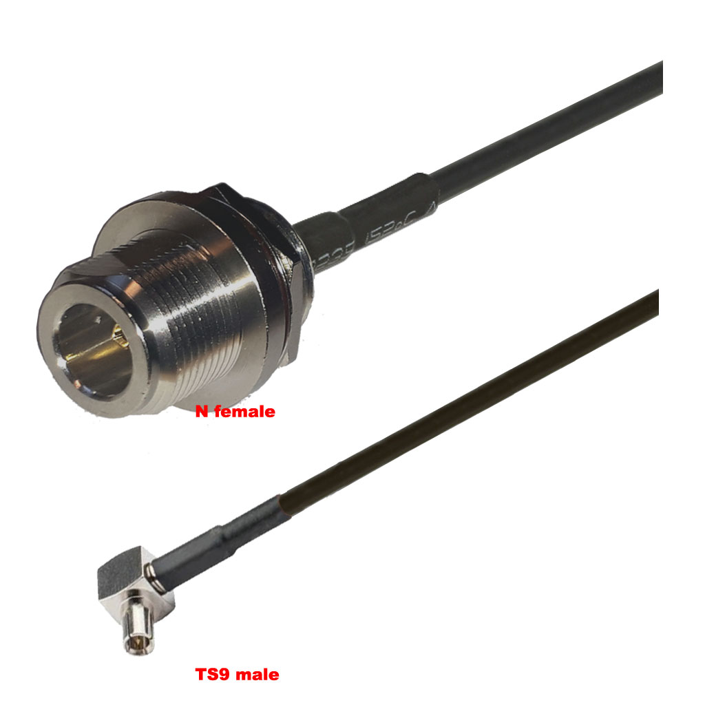 Cablu coaxial, RG174, 3m, TS9 male N female