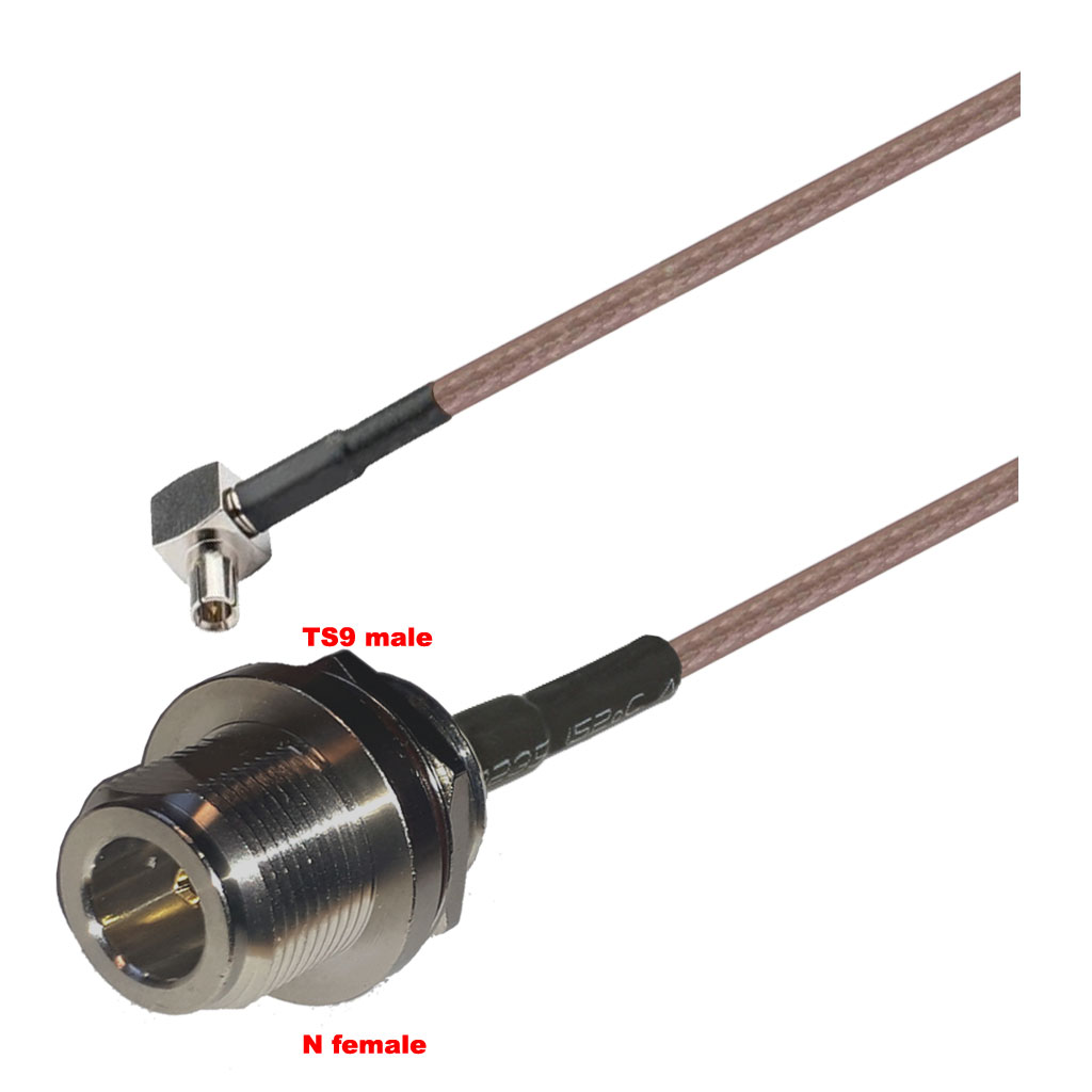 Cablu coaxial, RG316, 3m, TS9 male N female