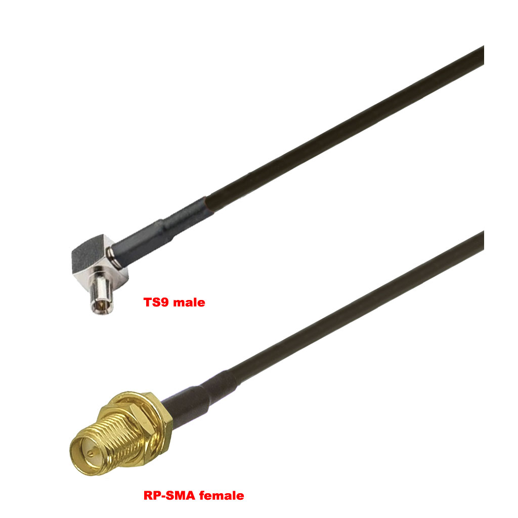 Cablu coaxial, RG174, 1m, TS9 male RPSMA female