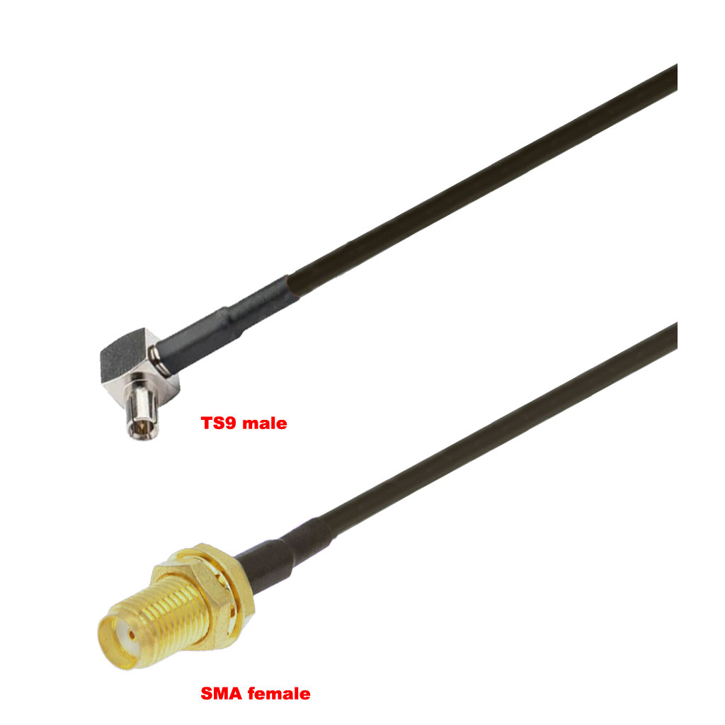 Cablu coaxial, RG174, 1m, TS9 male SMA female