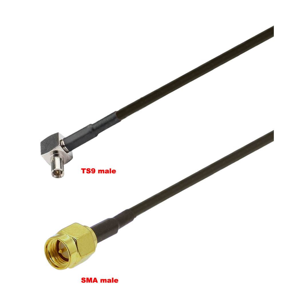 Cablu coaxial, RG174, 3m, TS9 male SMA male