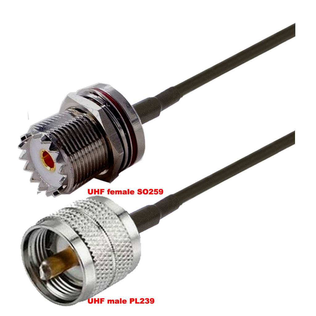 Cablu coaxial, RG174, 3m, UHF female (SO259) UHF male (PL239)
