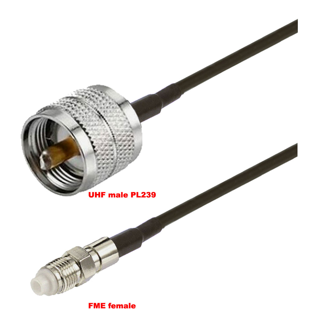 Cablu coaxial, RG174, 3m, FME female UHF male (PL239)