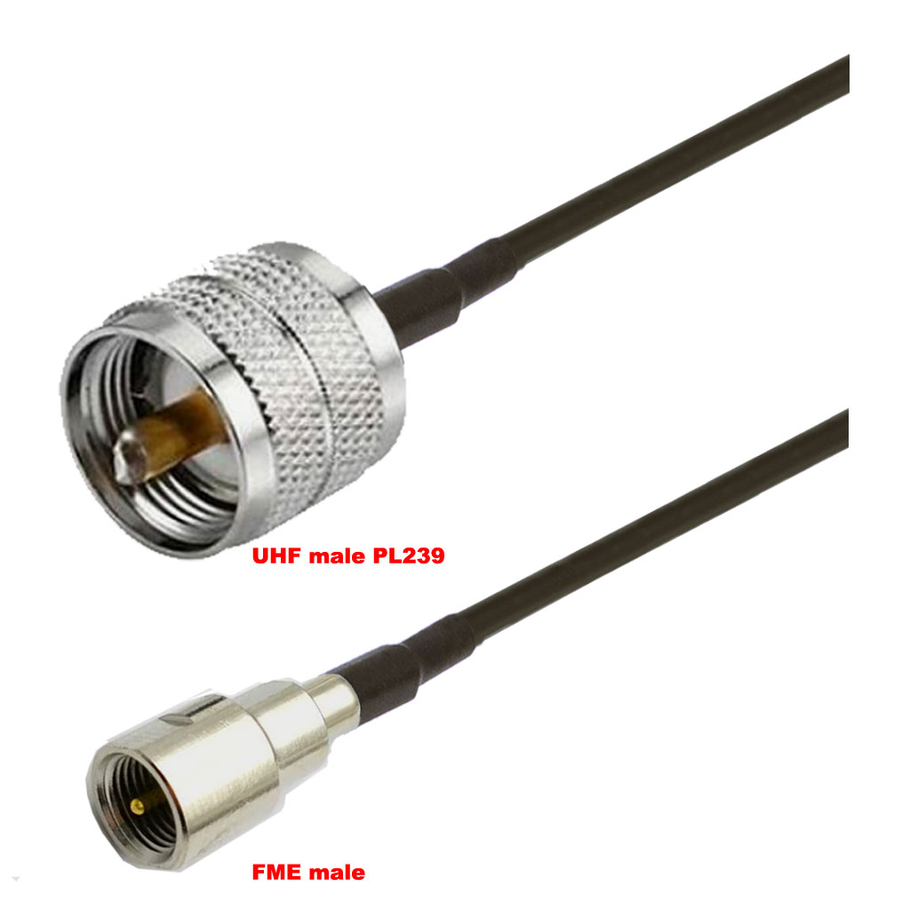 Cablu coaxial, RG174, 3m, FME male UHF male (PL239)
