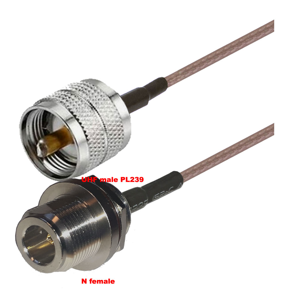 Cablu coaxial, RG316, 3m, UHF male (PL239) N female