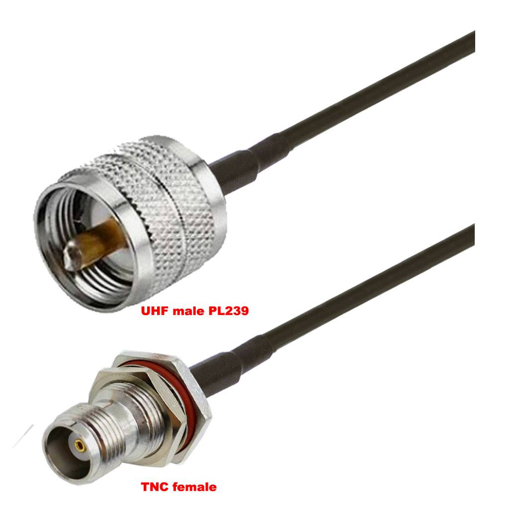 Cablu coaxial, RG174, 3m, TNC female UHF male (PL239)