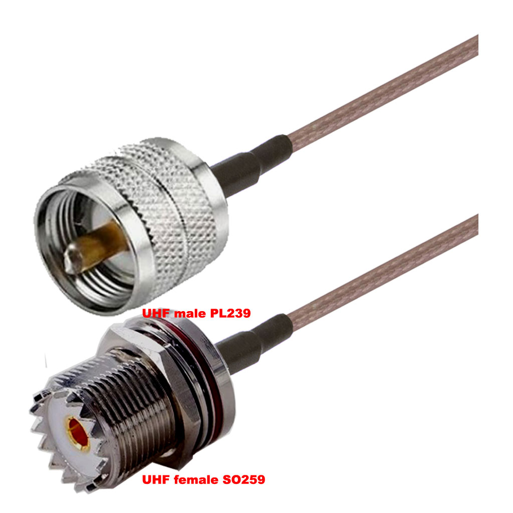 Cablu coaxial, RG316, 3m, UHF male (PL239) UHF female (SO259)