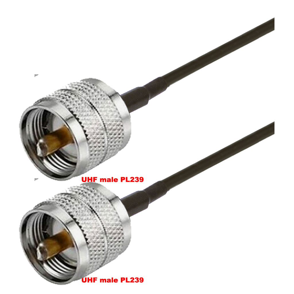 Cablu coaxial, RG174, 3m, UHF male (PL239) UHF male (PL239)